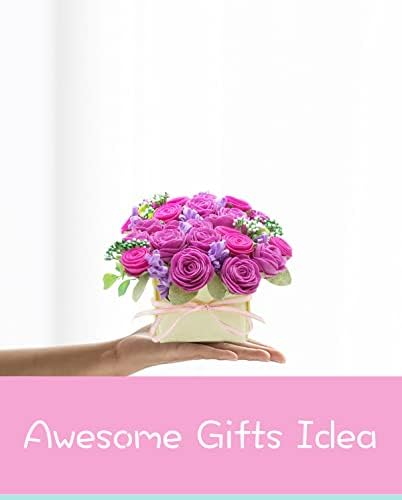 BAZIMA DIY Felt Flower Art Craft Kit - Felt Rose and Lavender Kit, Floral Gifts - Arrange Pre-Cut Flowers and Foliage - Image 2