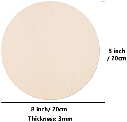 20PCS 8Inch Round Poplar Wood Discs for Crafts, Unfinished Wooden Slices, Wood Circles for Painting, Door Hanger, Home, Holiday Decor, 3 mm Thick - Image 2