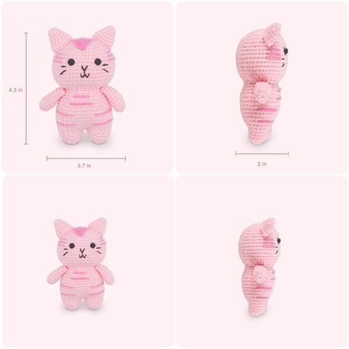 HOUSE CREATIVITY Cat Crochet Kit for Beginners – Make a Variety of Adorable Kittens, Amigurumi Crochet Starter Kit with Yarn, Eyes & Step-by-Step Video Tutorial, DIY Craft for Cat Lovers - Image 2
