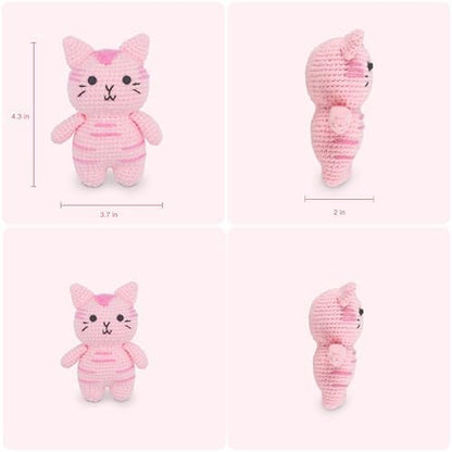 HOUSE CREATIVITY Cat Crochet Kit for Beginners – Make a Variety of Adorable Kittens, Amigurumi Crochet Starter Kit with Yarn, Eyes & Step-by-Step Video Tutorial, DIY Craft for Cat Lovers - Image 2