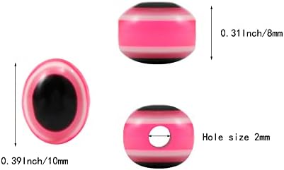 200pcs Oval Evil Eye Beads Handmade Resin Lampwork Bead 10mm Charms Spacer Beads with Elastic Rope for Bracelets Necklace Jewelry Craft Making (Oval-Multi-Color) - Image 4
