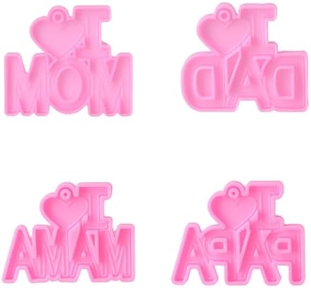 I Love Mom Dad Word Keychain Pendant Resin Mold Thanksgiving Silicone Mould Silicone 3# - Image 2