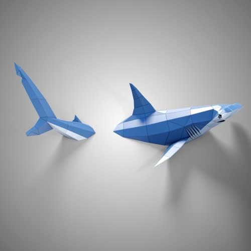 Hammerhead Shark 3D Paper Sculpture - Pre-cut DIY Kit | Handmade Wall Decor, Low Poly Animal Figurine | All Accessories Included, Ideal Gift for Teens - Image 2