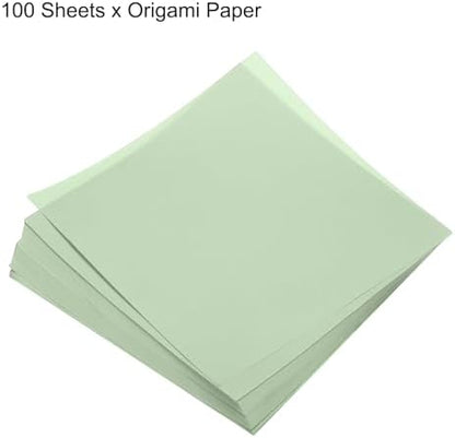 MECCANIXITY 100 Sheets Origami Paper Double Sided 8x8 Inch(20x20cm) Square Sheet for Art Craft Project, Beginners, Gifts Decor, Light Green - Image 3