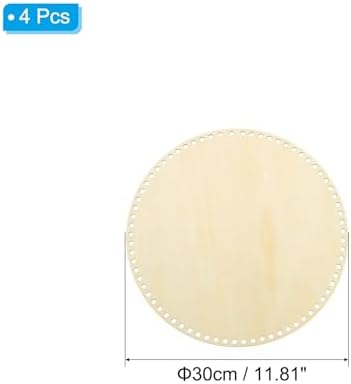 PATIKIL 12" Diameter Crochet Basket Bottom Wood Color 4Pcs - Image 2