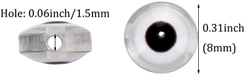 200pcs Clear Color Flat Round Evil Eye Beads Handmade Resin Lampwork Bead 8mm Charms Spacer Beads for Bracelets Necklace Jewelry Craft Making (Transparent) - Image 3