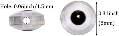 200pcs Clear Color Flat Round Evil Eye Beads Handmade Resin Lampwork Bead 8mm Charms Spacer Beads for Bracelets Necklace Jewelry Craft Making (Transparent) - Image 3