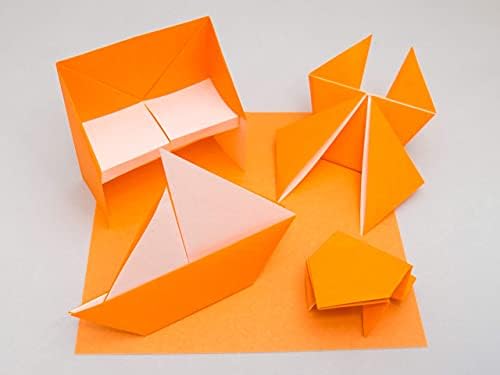 [Taro's Origami Studio] Standard 6 Inch One Sided Single Color (Orange) 50 Sheets (All Same Color) Square Easy Fold Premium Japanese Paper for Beginner (Made in Japan) - Image 3