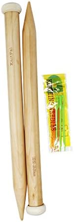KnitPal 16-inch (40cm) Wooden Knitting Needles - 1 Pair US Size 50 (25mm) by KnitPal