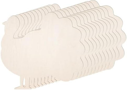 12 Pack 8 Inch Wooden Unfinished Turkey for Thanksgiving Crafts by Anglechic