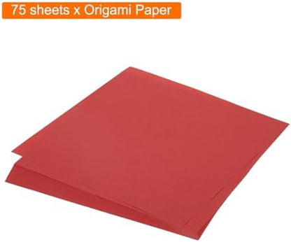MECCANIXITY 75 Sheet Origami Paper Double Sided 10x10" Red - Image 3