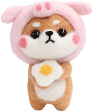 MOPFOL Needle Felting Kit 4 Styles - DIY Wool Craft with Foam Pad, Felting Needles & Accessories for Animal Doll Making(Pig Shiba Inu) by Unknown