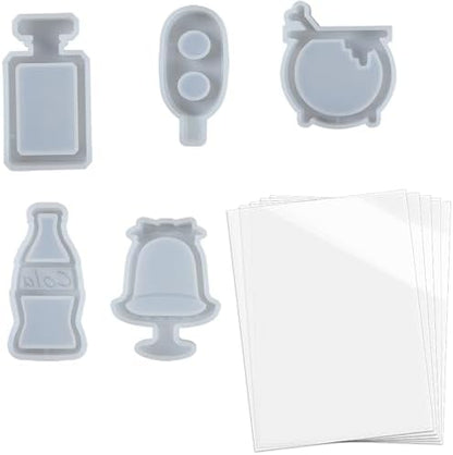 Resin Shaker Molds Set Perfume Bottle, Cola, Mike Tea, Dessert, Popsicle Silicone Trays with 5 Seal Films - Image 5