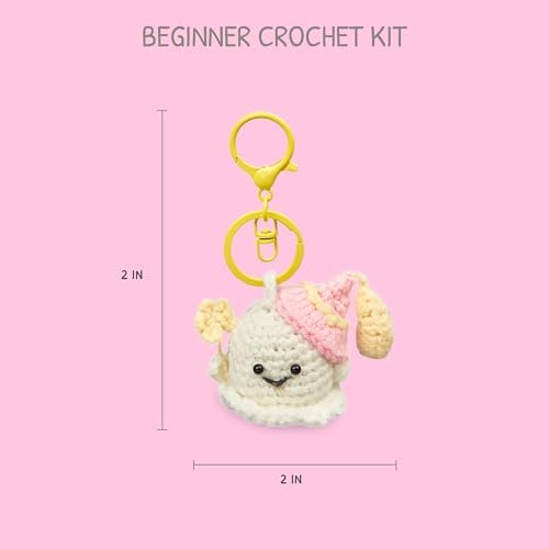 HOUSE CREATIVITY Crochet Keychain Kit for Beginners, Make 3 Mini Ghost Charms, Crochet Kits with Video Tutorial, Complete Set with Yarn, Hook & Keyring, Cozy Stress Relief Gift for Adults & Kids - Image 2