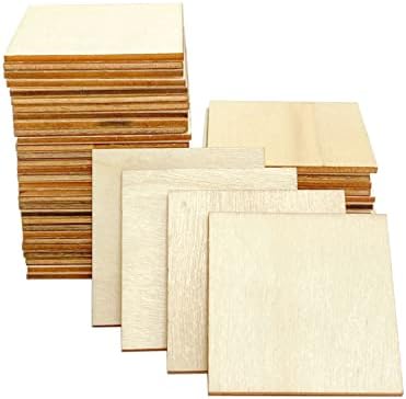 150 Pack 2 Inch Wooden Square Cutouts Blank Wood Pieces Unfinished Tiles for Homemade Crafts by Cregugua