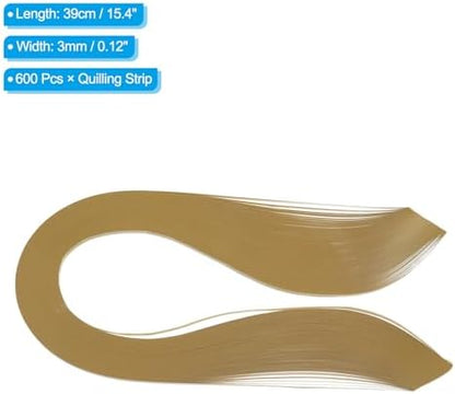 PATIKIL 600pcs Quilling Strips Paper 1/8"(3mm) 39cm Origami Paper Quilling Strip for Art DIY Hand Craft Christmas, Light Brown - Image 2