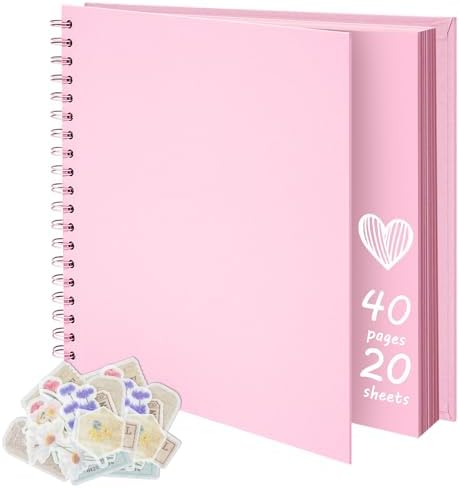 DIY Scrapbook Photo Album,40 Pages,10x10 Inch,Pink by Remowith