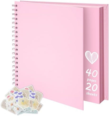 DIY Scrapbook Photo Album,40 Pages,10x10 Inch,Pink by Remowith