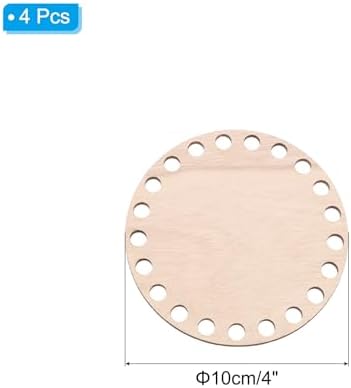 PATIKIL 4" Diameter Crochet Basket Bottom, 4Pcs Round Blank Crochet Knitting Wooden Base for DIY Crafts Weaving Basket Making Supplies Home Decoration, Brown - Image 2
