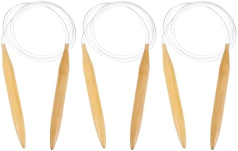 HARFINGTON 3Pcs US Size 19 (15 mm) Circular Knitting Needles, 39 Inch / 100 cm Round Wooden Needle for Handmade Projects DIY Knitting Blankets Socks Hats Sweaters by HARFINGTON