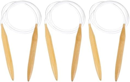 HARFINGTON 3Pcs US Size 19 (15 mm) Circular Knitting Needles, 39 Inch / 100 cm Round Wooden Needle for Handmade Projects DIY Knitting Blankets Socks Hats Sweaters by HARFINGTON