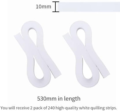 Acoeitl Quilling Paper Strips 240 Strips White Paper Quilling Set Width 10mm Length 53cm Quilling Supplies DIY Quilling Paper Quilling Art Strip for Crafts (2 Pack) - Image 2