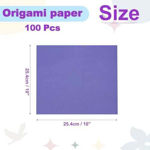 DMiotech 100 Sheets 10x10 Inch Origami Paper Large, 7 Colors Purple Square Origami Paper Easy Fold Double Sided Colored Paper for DIY Arts and Crafts - Image 4