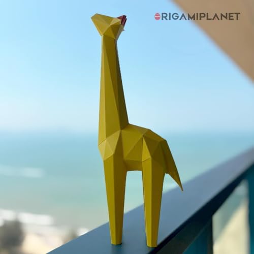 Giraffe 3D Origami Paper Craft Kit, Creative Handmade Paper Sculpture Art for Home Decor, Unique Pre-Cut DIY Cute Animal Models Origmai Papercraft Set, Present for Teens & Adults - Image 3
