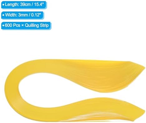PATIKIL 600pcs Quilling Strips Paper 1/8"(3mm) 39cm Origami Paper Quilling Strip for Art DIY Craft Christmas, Dark Yellow - Image 2