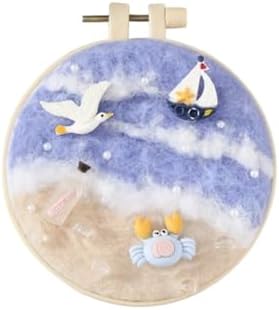 Hilsayum Wool Painting Kit Needle Felting Kit Wool Felt Painting Gifts for Adults,Needle Felt Supplies for Beginners,Home Decoration (Beach) - Image 6