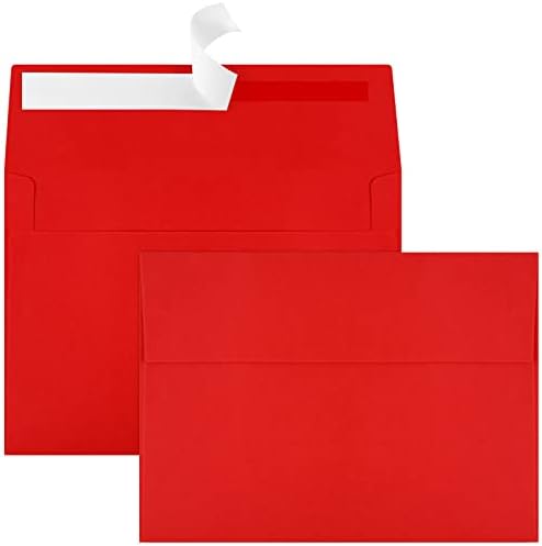 50 Packs 5x7 Envelopes, A7 5x7 Envelopes for Invitations, Printable Invitation Envelopes Self Seal for Weddings, Invitations, Photos, Greeting Cards, Mailing (Red) by Joyberg