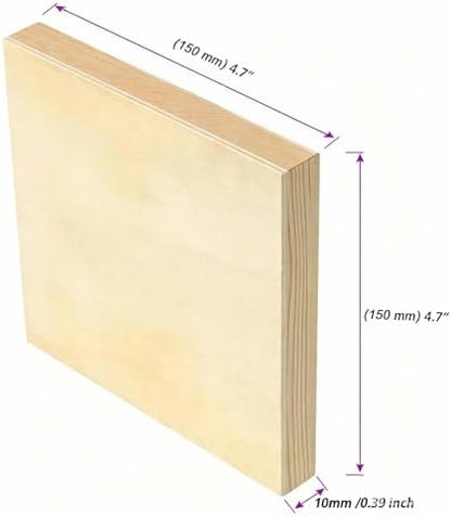 JOIKIT 20 Pack 4.7 x 4.7 Inch Wood Canvas Panels, 0.86cm Thick Wooden Canvas Board Unfinished Wood Cradled Painting Panel Boards, Artist Wooden Canvases for Burning, Pouring, String Art, Crafts - Image 2