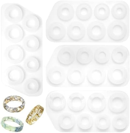 4 Pcs Resin Ring Molds,Silicone Resin Rings Making Kit,Round Pendant Jewelry Casting Mold for DIY Earrings Necklace Pendants Keyrings Crafts Decorations Making (8 Different Sizes) by Unknown