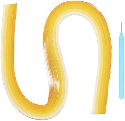 MECCANIXITY Paper Quilling Kit, 21.3 Inch 5mm Paper Quilling Strips with Blue Pen for Beginners DIY Hand Crafts Teaching Tools Flower Decoration(Light Yellow, Pack of 120) by MECCANIXITY