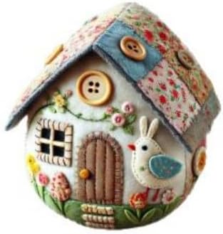 Pootelifys Patchwork Felt Egg House DIY Kit, Hand-Embroidered Felt Easter Egg Kit (with Material Pack),Home Easter Party Decoration Supplies (D) - Image 2