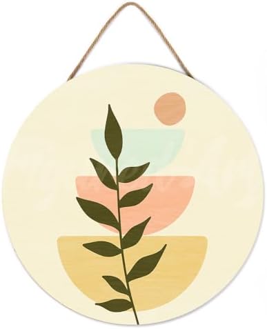 Figured'Art Paint by Numbers Kit for Adults on Wood Slice, 11.8in Diameter - Abstract Botanical Art 2 - Craft Art Painting DIY Canvas - Image 2