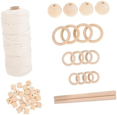 ULDIGI 1Set Complete DIY Macrame Kit for Adults Cotton Rope Tapestry Material with Wood Beads and Rings for Wall Art Decoration Easy to Use Craft Kit for Beginners and Enthusiasts by ULDIGI