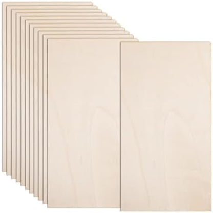 12 Pack 22 x 12 x 1/16 Inch-2 mm Thick Basswood Sheets for Crafts Unfinished Plywood Sheet Rectangular Craft Wood Sheet Boards for DIY Projects, Architecture Models, Engraving, Wood Burning, Staining by AWIZOM