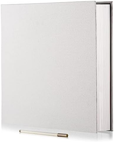 Large Photo Album Self Adhesive 4x6 8x10 10x12 13"x12.8" Magnetic Scrapbook Album 12.6"x11" Inch 60 Sticky Pages Linen Cover DIY Photo Album with A Metallic Pen and DIY Stickers (White) by HoneyTolly