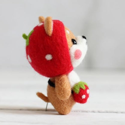 MOPFOL Needle Felting Kit 4 Styles - DIY Wool Craft with Foam Pad, Felting Needles & Accessories for Animal Doll Making(Strawberry Shiba Inu) - Image 6