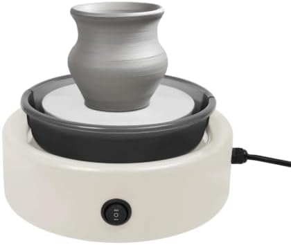 Mini Pottery Wheel Machine Complete Set, Ceramic Machine with Pedal Speed 0-160rpm, Splash-Proof Bowl, Low Noise, Removable Turntable and Splash Guard Bowl for Home Craft Room White by Unknown