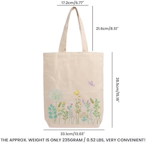 CREAWONDER Canvas Tote Bag Embroidery Kit with Pattern for Beginners, Arts and DIY Embroidery Crafts Kits for Adults, Include Instructions, Embroidery Hoops, Color Threads and Tool - Image 6
