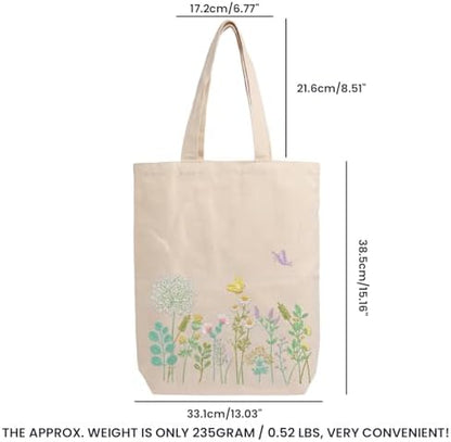 CREAWONDER Canvas Tote Bag Embroidery Kit with Pattern for Beginners, Arts and DIY Embroidery Crafts Kits for Adults, Include Instructions, Embroidery Hoops, Color Threads and Tool - Image 6