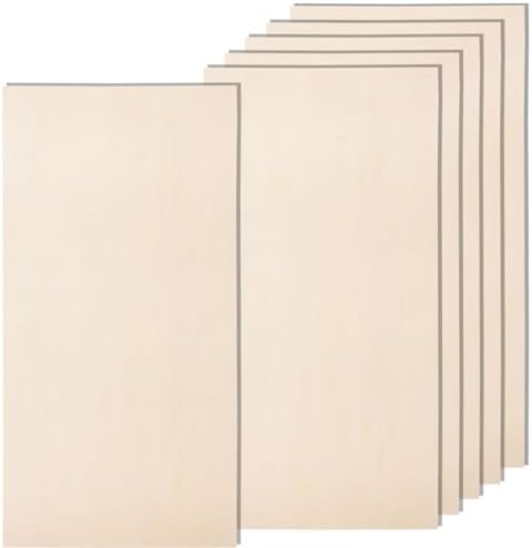 6 Pack 12 x 24 x 1/4 Inch-6mm Thick Basswood Sheets for Crafts Unfinished Plywood Sheets Rectangular Wood Panel Boards for DIY Laser Project, Wood Burning, Engraving, Architectural Models, Staining by AWIZOM