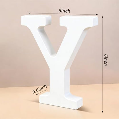 6 Inch White Wood Letters Unfinished Wooden Letters for Wall Decor Decorative Standing Letters Slices Sign Board Decoration for Craft Home Party Projects (Y) - Image 2