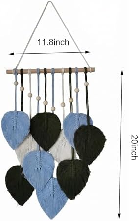 Jditngp DIY Macrame Leaf Wall Hanging Beginners Boho Wall Leaf Tapestry Kit Handmade Woven Tapestry Feather Wall Hanging DIY Macrame Kit for Adults Birthday Gift DIY Craft Kits 11.8inch (Green,Blue) - Image 4