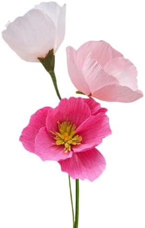 Pink Crepe Paper Poppy Bouquet Making Kit 24 pcs DIY Craft Set for Home Decor & Events Complete Craft Materials for Floral Art by Mybbshower