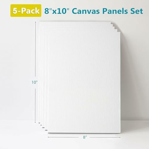 KEFF Canvas for Painting - 5-Pack 8x10 Canvas Value Pack - 100% Cotton Triple Primed Small Canvases for Painting. Mini Canvases Bulk Set for Acrylic, Oil, Watercolor&Tempera - Art Supplies for Adults - Image 3