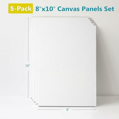 KEFF Canvas for Painting - 5-Pack 8x10 Canvas Value Pack - 100% Cotton Triple Primed Small Canvases for Painting. Mini Canvases Bulk Set for Acrylic, Oil, Watercolor&Tempera - Art Supplies for Adults - Image 3