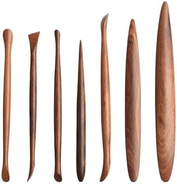 7-Piece Mahogany Clay for SCULPTURE Tools Set, Hand-Carved Redwood Pottery Modeling Kit for Ceramics Art, 14.7-18.5cm by Unknown